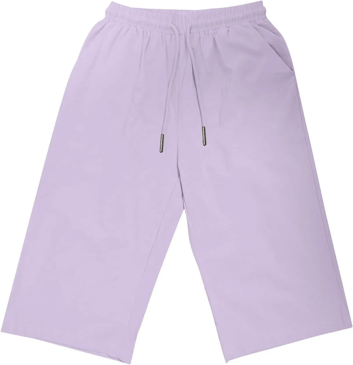 hlysgo Bermuda Shorts for Women 2024 Summer Loose Fit Knee Length Shorts High Waisted Drawstring Casual Shorts with Pockets