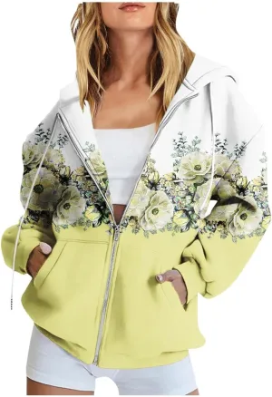 Jackets For Women Hooded Sweatshirt Long Sleeve Drawstring Sweatshirt Loose Sweatshirt With Pockets Hoodie For Women