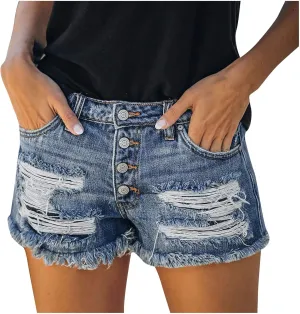 Jean Shorts for Women Denim High Waisted Stretchy Summer 2024 Casual Frayed Denim Short Classic Trendy Summer 2024