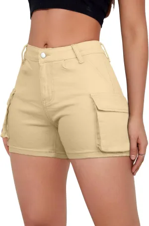 Jean Shorts Womens High Waisted Stretchy Cargo Denim Shorts Y2k Straight Leg