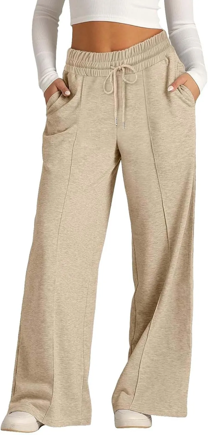 Kids Girls Sweatpants Wide Leg Casual Jogger Pants Straight Leg Baggy Elastic High Waisted Sport Yoga Pants