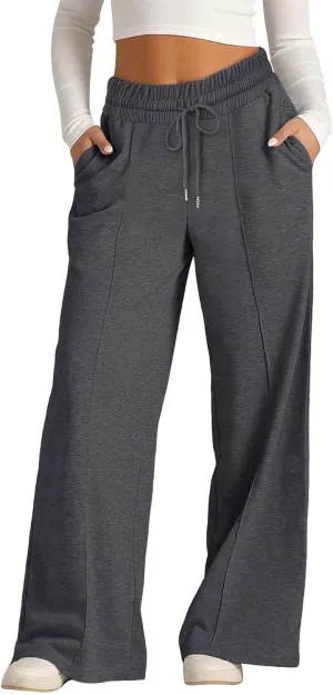 Kids Girls Sweatpants Wide Leg Casual Jogger Pants Straight Leg Baggy Elastic High Waisted Sport Yoga Pants