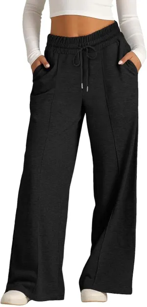 Kids Girls Sweatpants Wide Leg Casual Jogger Pants Straight Leg Baggy Elastic High Waisted Sport Yoga Pants