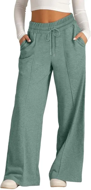 Kids Girls Sweatpants Wide Leg Casual Jogger Pants Straight Leg Baggy Elastic High Waisted Sport Yoga Pants