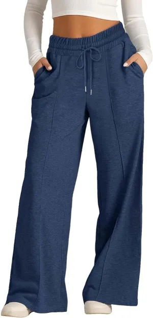 Kids Girls Sweatpants Wide Leg Casual Jogger Pants Straight Leg Baggy Elastic High Waisted Sport Yoga Pants
