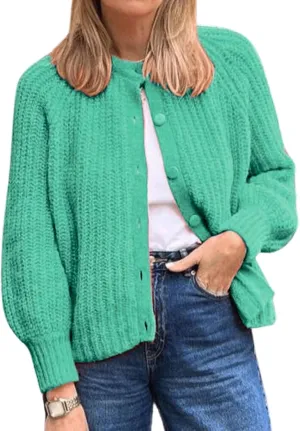 Knit Sweaters for Women Cropped Open Front Long Sleeve Cardigans Casual Button Down Coat Y2K Fall Outfits 2024