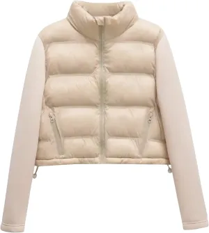 Ladies Winter Jackets Stand Collar Lightweight Quilted Puffer Jacket Padded Down Coat Cropped Quilted Jacket 2024