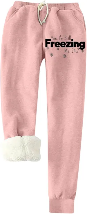 Leggings for Women Fleece Lined Leggings Women Thick Sherpa Polar Lined Jogger Pants Printed Sweatpant Winter Thermal Athletic Lounge Fleece Lined Yoga Pants for Women