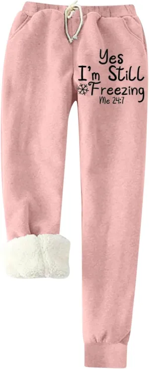 Leggings for Women Fleece Lined Leggings Women Thick Sherpa Polar Lined Jogger Pants Printed Sweatpant Winter Thermal Athletic Lounge Women Black Leggings