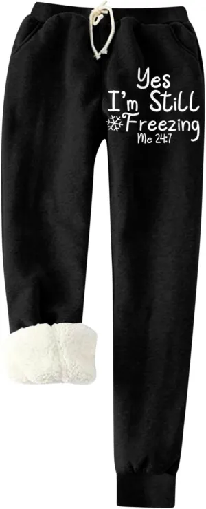 Leggings Tummy Control Fleece Lined Leggings Women Thick Sherpa Polar Lined Jogger Pants Printed Sweatpant Winter Thermal Athletic Lounge Fleece Lined Leggings Women