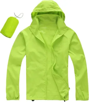 Lightweight Zip Up Raincoats for Men Waterproof Outdoor Thin Hooded Jackets Long Sleeve Solid Quick Drying Active Hoodies Lightweight Rain Jacket Men,Light Green,XXL