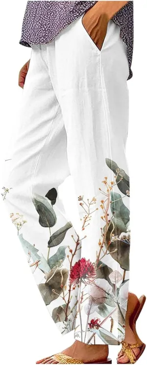 Linen Pants with Pockets Spring Women's Cotton Linen Pants Women's Plus Size Cotton Linen Yoga Pants