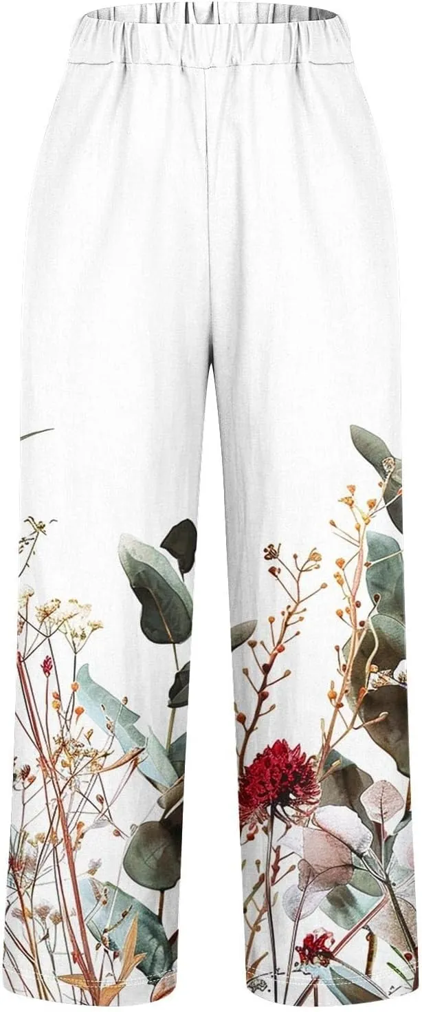 Linen Pants with Pockets Spring Women's Cotton Linen Pants Women's Plus Size Cotton Linen Yoga Pants