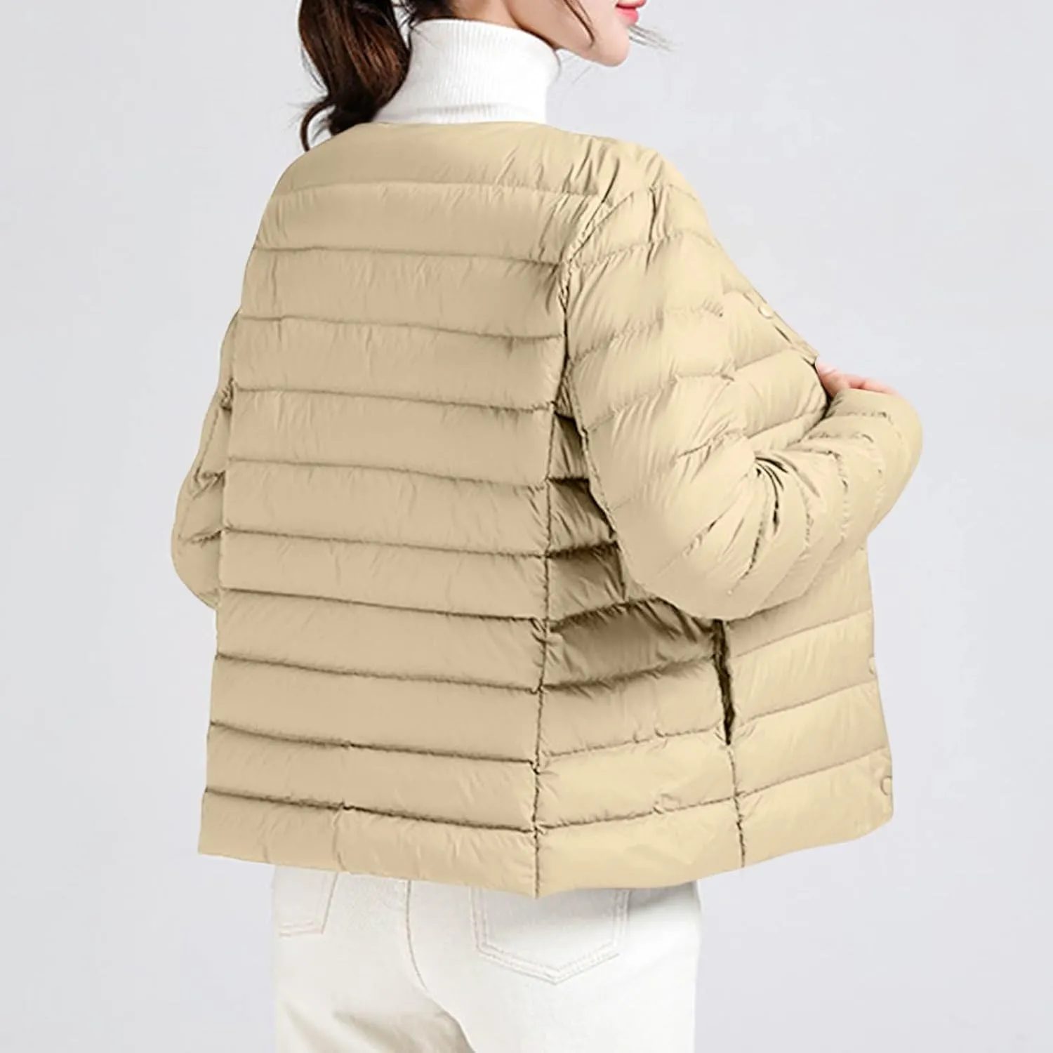 Lmdudan Plus Size Women Lightweight Quilted Puffer Jackets 2024 Winter Warm Down Coats Loose Comfy Outwear with Pocket