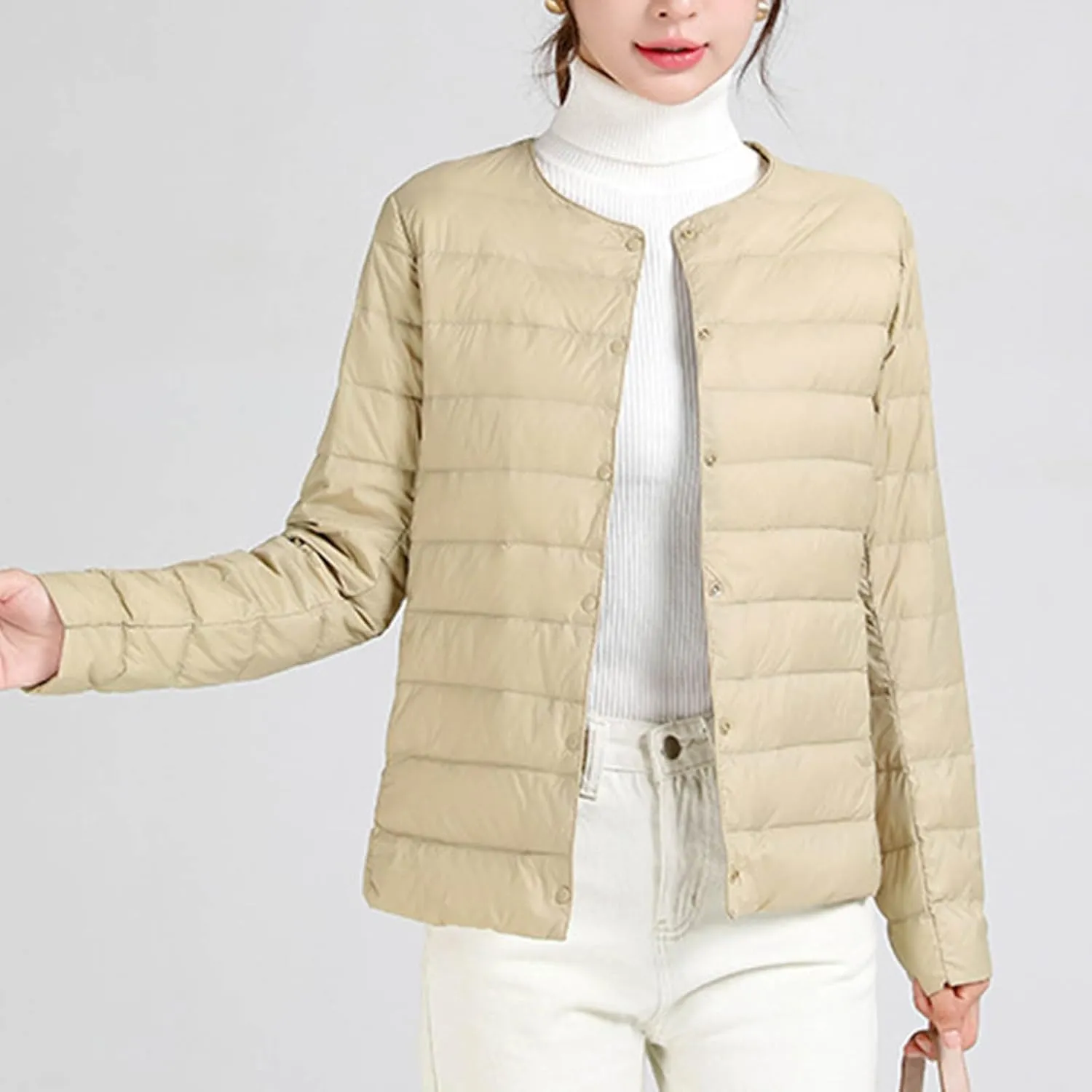 Lmdudan Plus Size Women Lightweight Quilted Puffer Jackets 2024 Winter Warm Down Coats Loose Comfy Outwear with Pocket