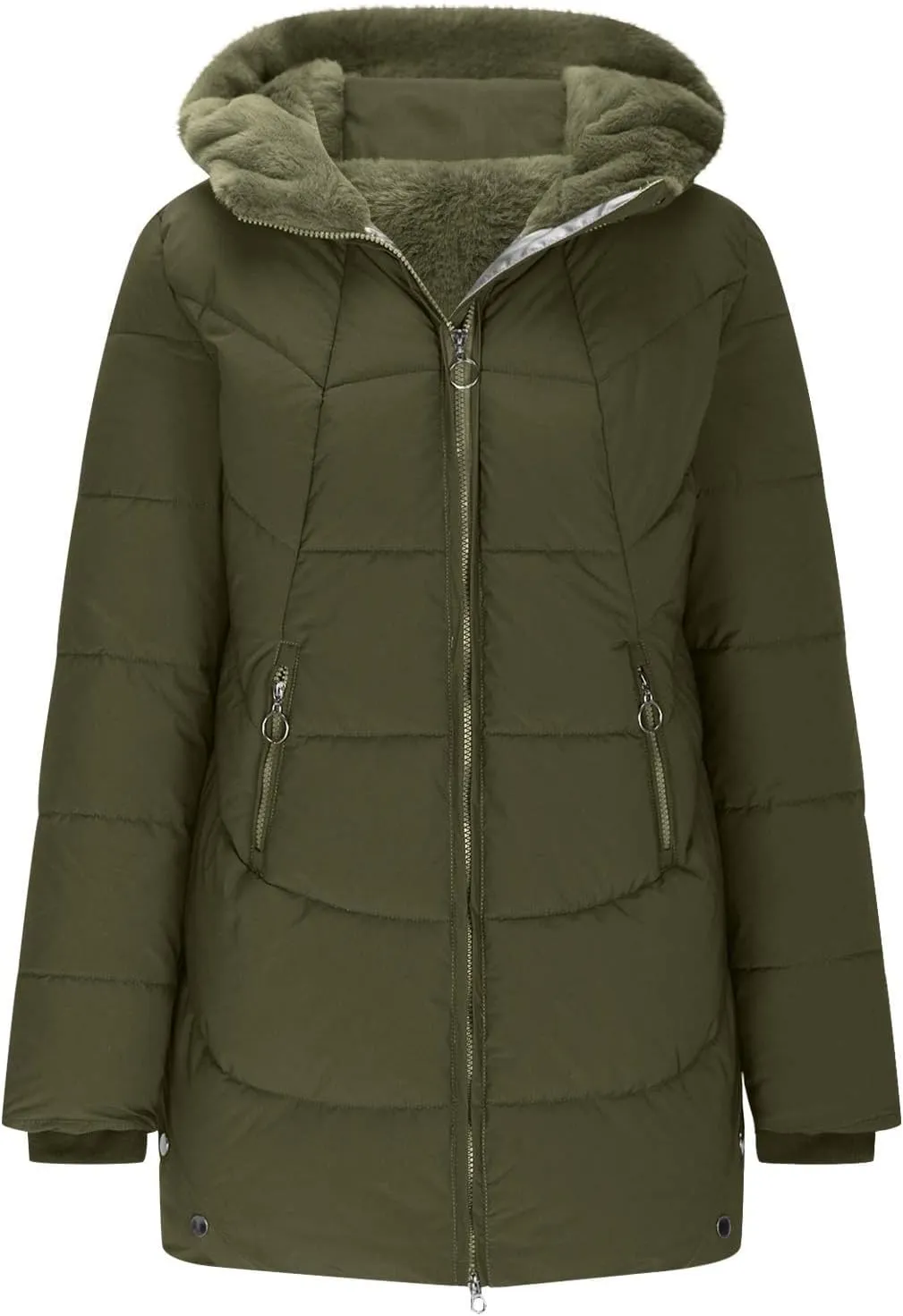 Lmdudan Puffer Coat for Women Warm Winter Zipper Hooded Coats Down Long Jackets Warm Parka Thicken Outwear with Pockets