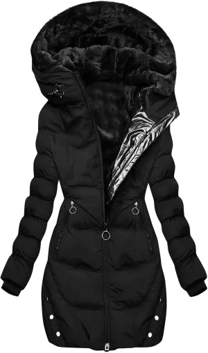 Lmdudan Puffer Coat for Women Warm Winter Zipper Hooded Coats Down Long Jackets Warm Parka Thicken Outwear with Pockets