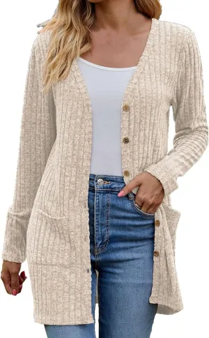 Long Cardigans For Women Fall Fashion Open Front Business Cable Knitted Cardigan Casual Slouchy Button Down Sweaters