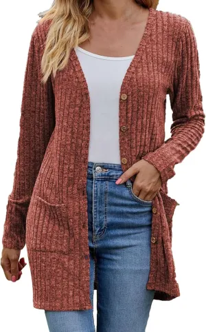 Long Cardigans For Women Fall Fashion Open Front Business Cable Knitted Cardigan Casual Slouchy Button Down Sweaters