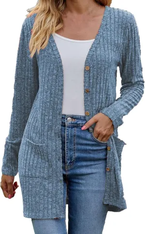 Long Cardigans For Women Fall Fashion Open Front Business Cable Knitted Cardigan Casual Slouchy Button Down Sweaters