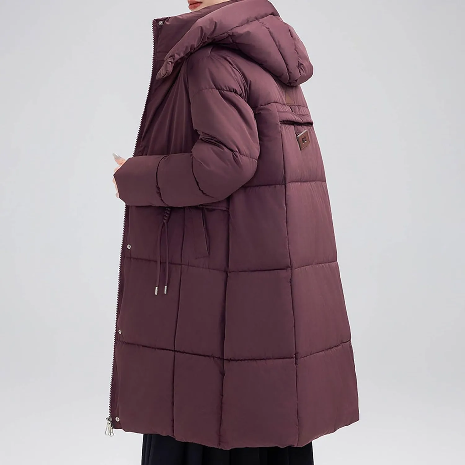 Long Thicken Down Puffer Jackets Winter Warm Full Length Quilted Jackets Comfy Stand Collar Padded Coats with Pockets