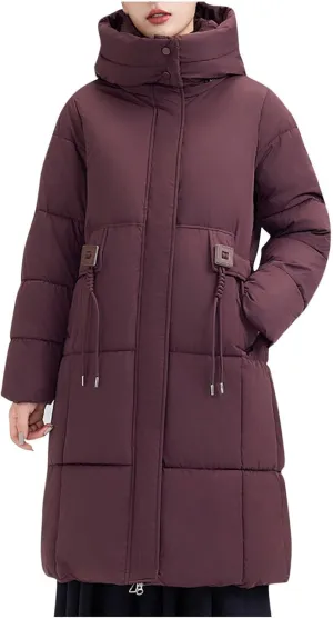 Long Thicken Down Puffer Jackets Winter Warm Full Length Quilted Jackets Comfy Stand Collar Padded Coats with Pockets