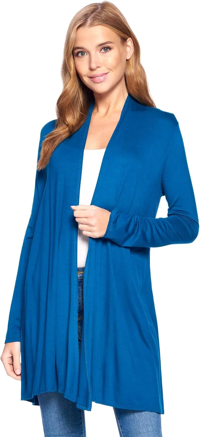 Longline Long Sleeve Open Cardigan (S-3X) - Made in USA