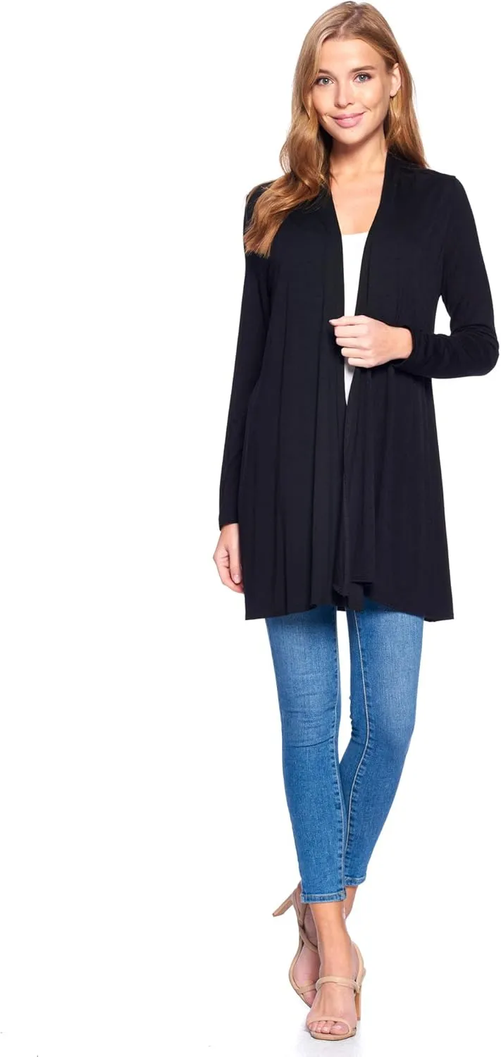 Longline Long Sleeve Open Cardigan (S-3X) - Made in USA