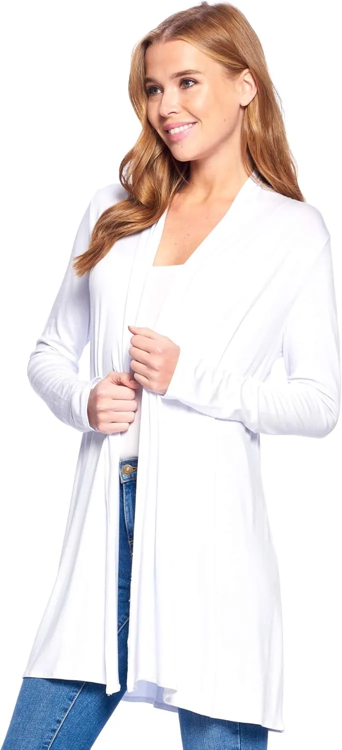 Longline Long Sleeve Open Cardigan (S-3X) - Made in USA