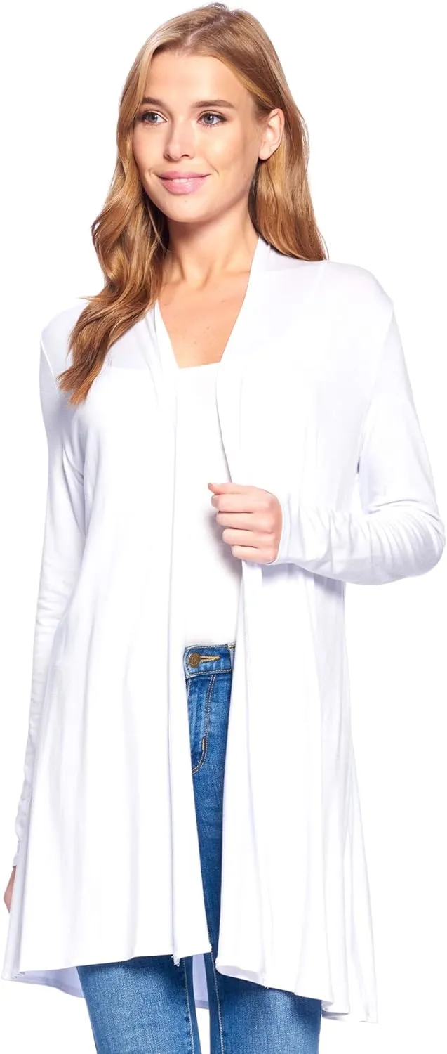 Longline Long Sleeve Open Cardigan (S-3X) - Made in USA