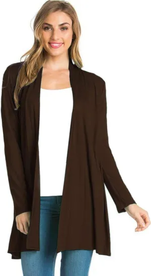 Longline Long Sleeve Open Cardigan (S-3X) - Made in USA