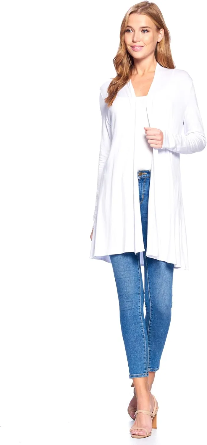 Longline Long Sleeve Open Cardigan (S-3X) - Made in USA