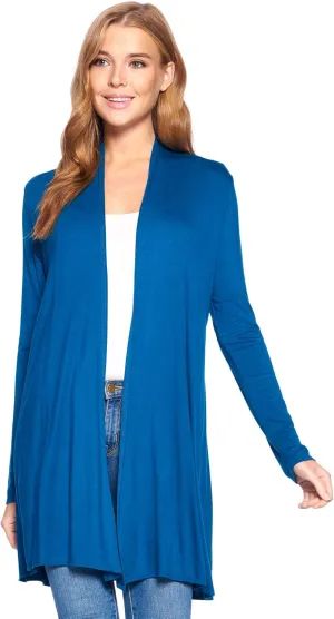 Longline Long Sleeve Open Cardigan (S-3X) - Made in USA