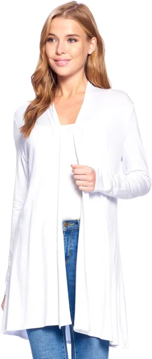 Longline Long Sleeve Open Cardigan (S-3X) - Made in USA
