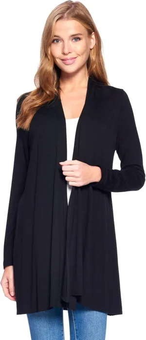 Longline Long Sleeve Open Cardigan (S-3X) - Made in USA