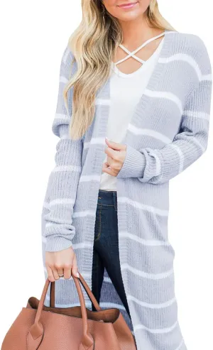 Lovaru Womens Boho Open Front Cardigan Colorblock Long Sleeve Loose Knit Lightweight Sweaters