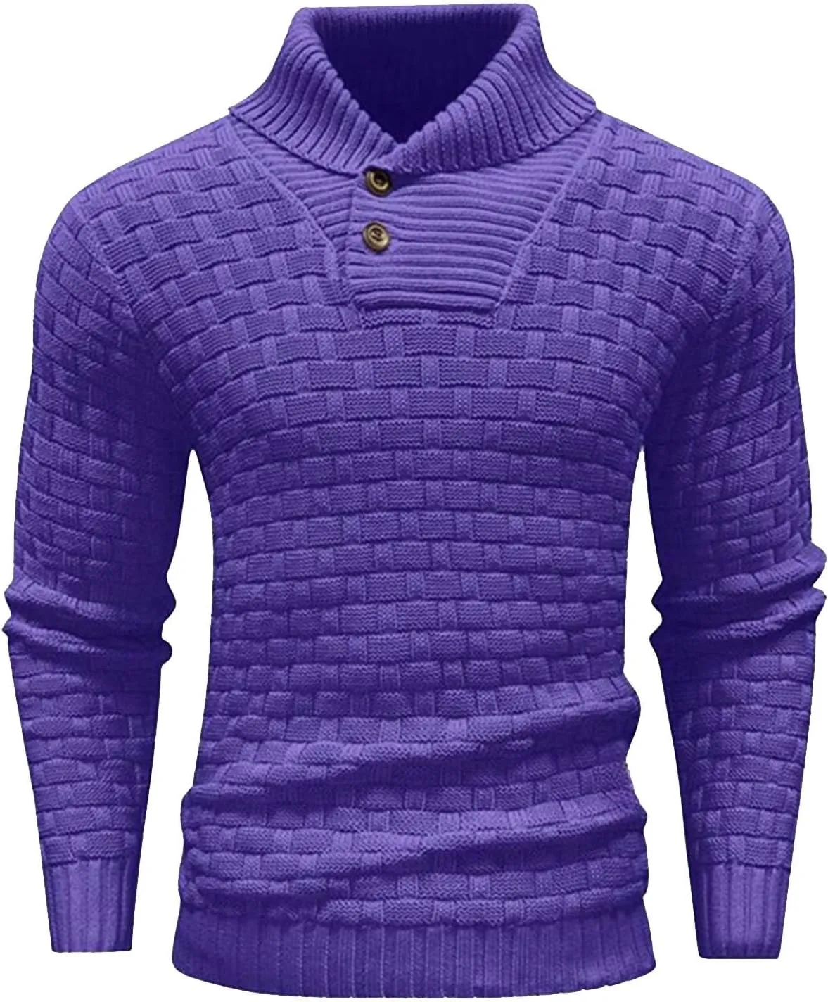 Men Turtleneck Sweater Fashion Twisted Knit Jacquard Button up Stand Collar Pullover Fall Winter Long Sleeves Tops