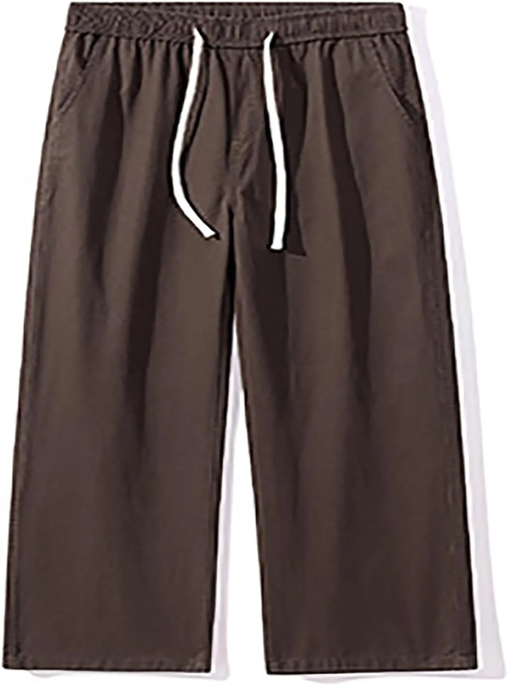 Men's Baggy Wide Leg Pants Elastic Waist Drawstring Straight Relaxed Trousers Lightweight Casual Hiking Outdoor Pants