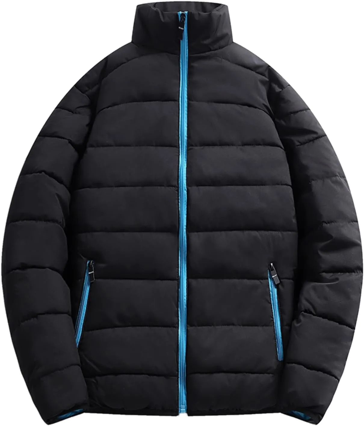 Mens Big and Tall Winter Puffer Jacket Packable Windproof Midweight Insulated Jacket Thermal Zip Up Puffer Jacket