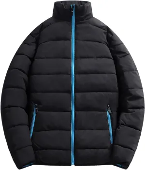Mens Big and Tall Winter Puffer Jacket Packable Windproof Midweight Insulated Jacket Thermal Zip Up Puffer Jacket