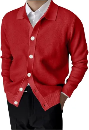 Mens Cable Knit Cardigan Sweater Shawl Collar Loose Fit Long Sleeve Casual Button Down Solid Color Cardigans Pockets