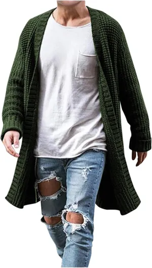 Men's Cardigan Sweaters with Buttons Knitted Lapel Oversized Cardigan Sweater Lightweight Warm Lounge Winter Cardigan