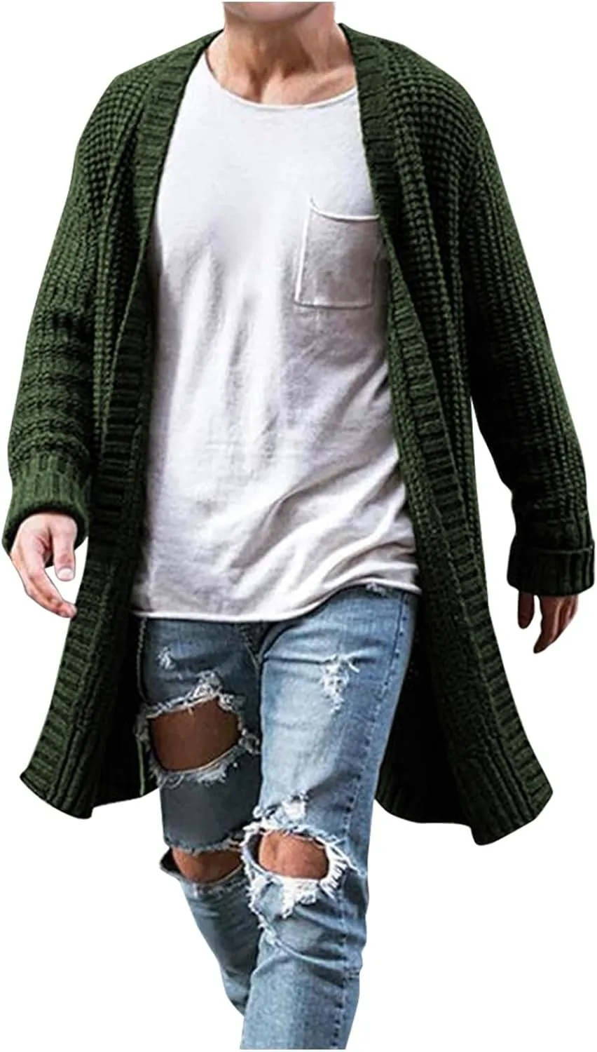 Men's Cardigan Sweaters with Buttons Knitted Lapel Oversized Cardigan Sweater Lightweight Warm Lounge Winter Cardigan