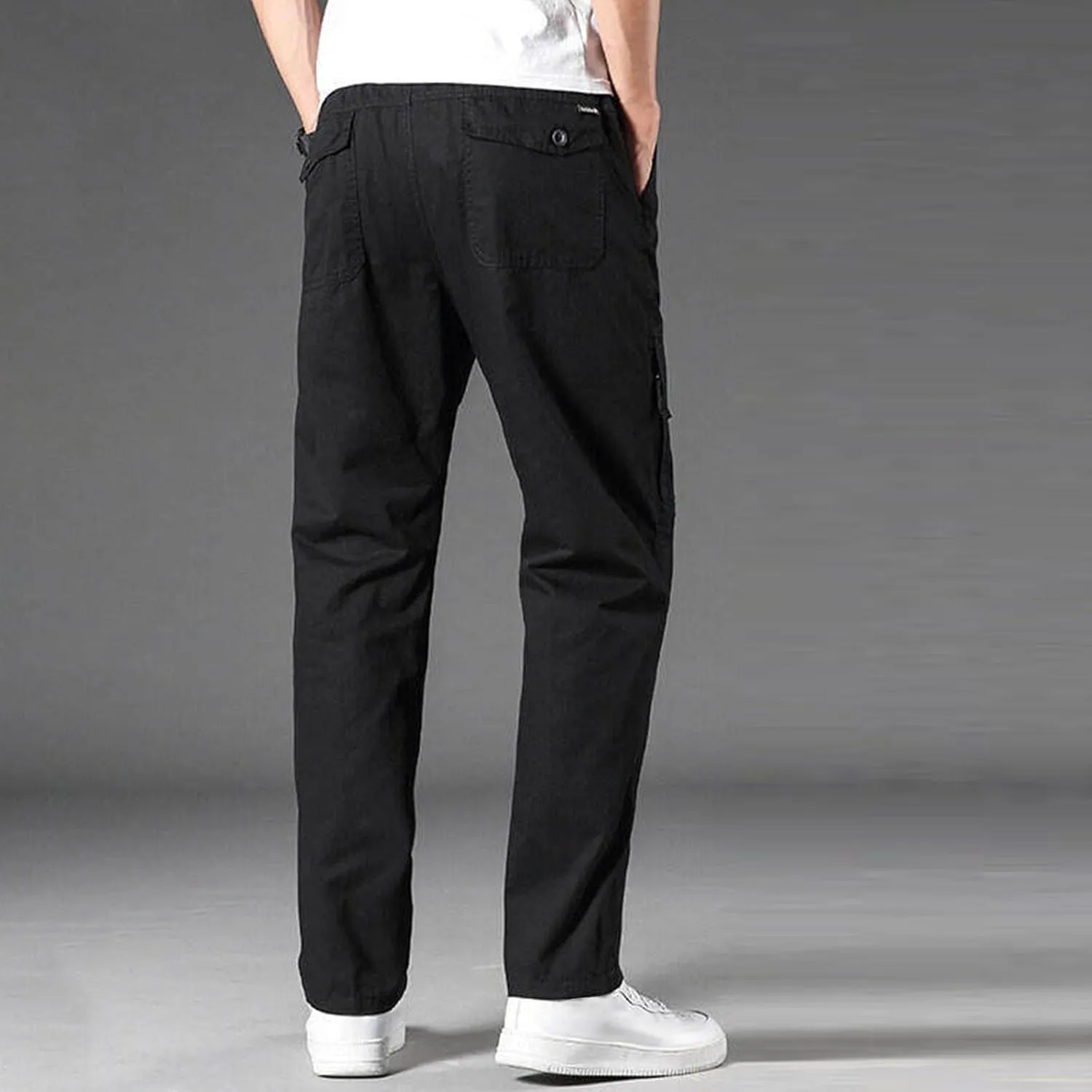 Men's Cargo Pants Plus Size Fashion Solid Color Soft Comfy Full Length Pant Loose Casual Elastic Waist Sweatpant