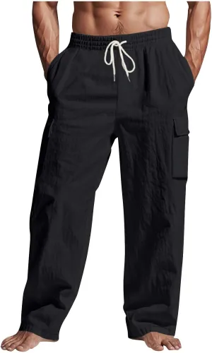 Men's Cargo Pants with Multi Pockets Elastic Waist Straight Leg Trousers 2025 Summer Casual Lightweight Beach Pants