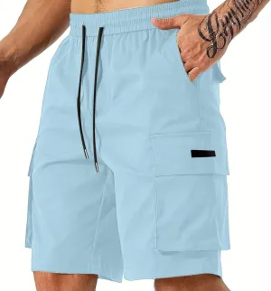Mens Cargo Shorts Lightweight Stretch Hiking Short Gym Casual Shorts Elastic Waistband 6 Pockets
