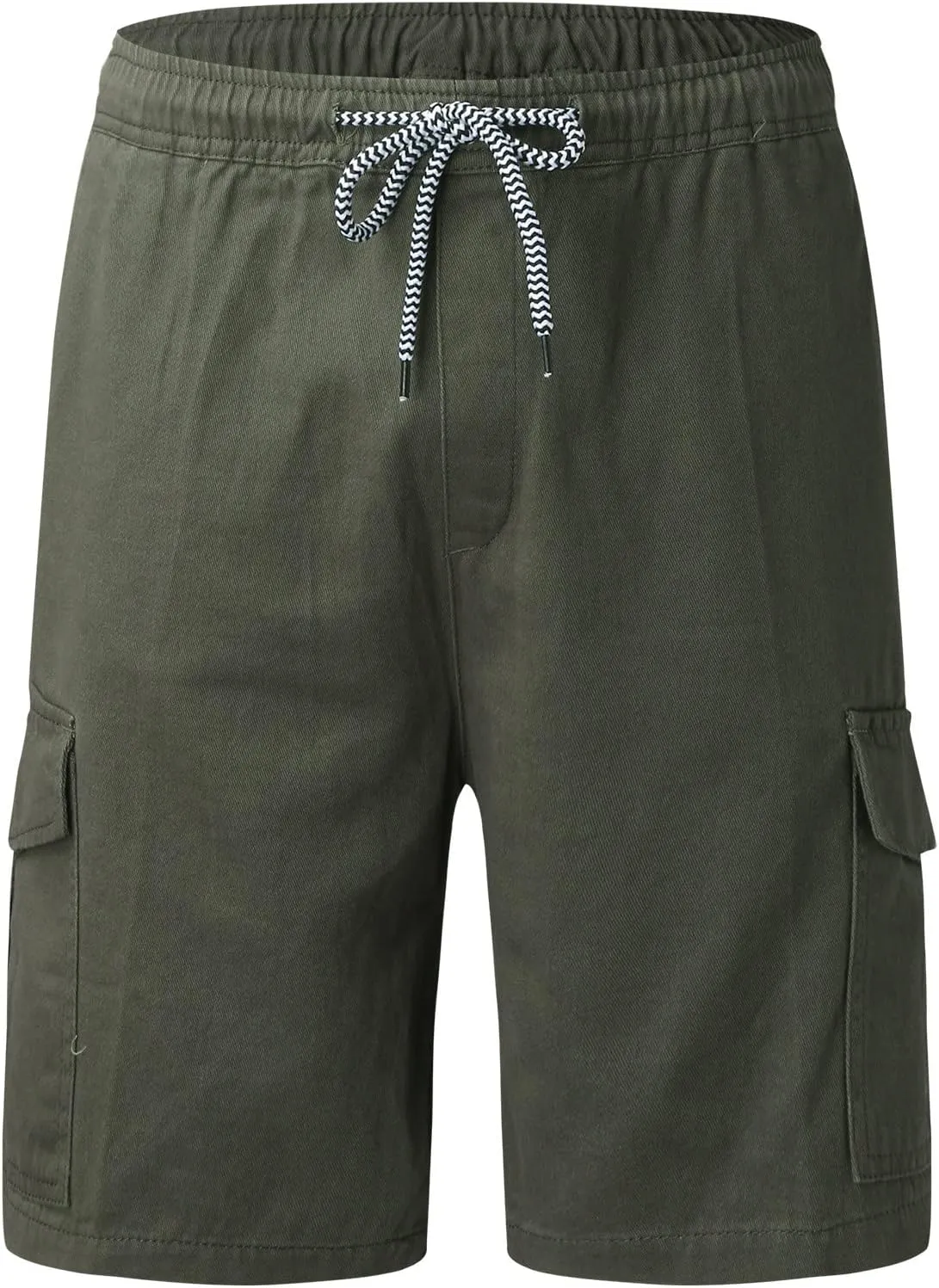 Mens Cargo Shorts with Drawstring Classic Fit Casual Camping Hiking Shorts Multi-Pocket Work Utility Pants