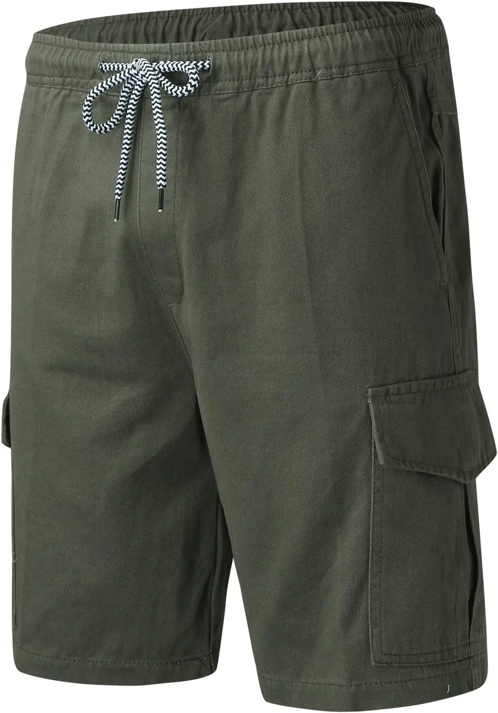Mens Cargo Shorts with Drawstring Classic Fit Casual Camping Hiking Shorts Multi-Pocket Work Utility Pants