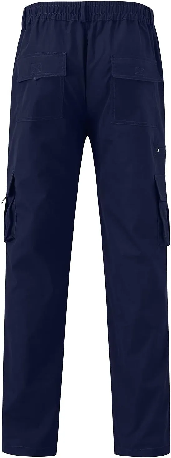 Mens Casual Cargo Pants Lightweight Elastic Waist Drawstring Trousers Outdoor Running Joggers Sweatpants