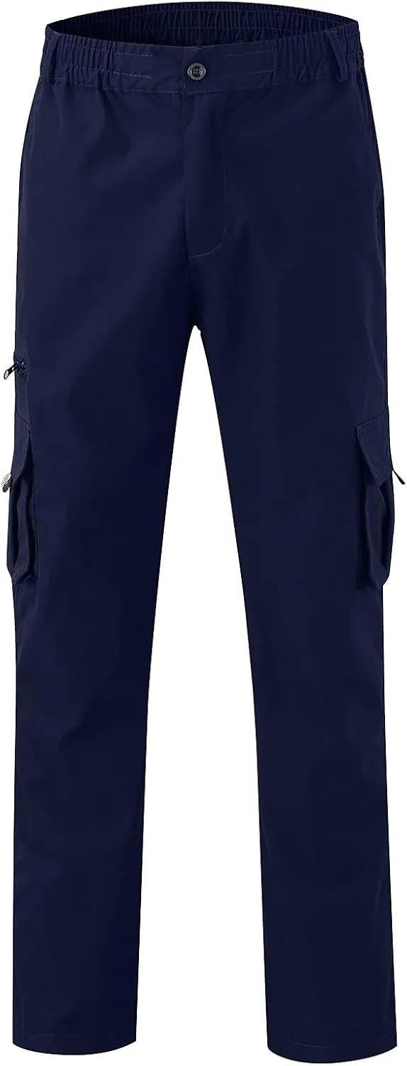 Mens Casual Cargo Pants Lightweight Elastic Waist Drawstring Trousers Outdoor Running Joggers Sweatpants